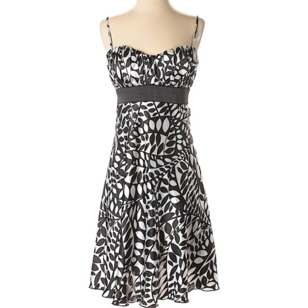 Nordstrom Speechless sleeveless black & white leaf formal print dress